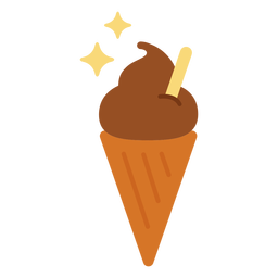 Sparkly ice cream cone flat Transparent PNG