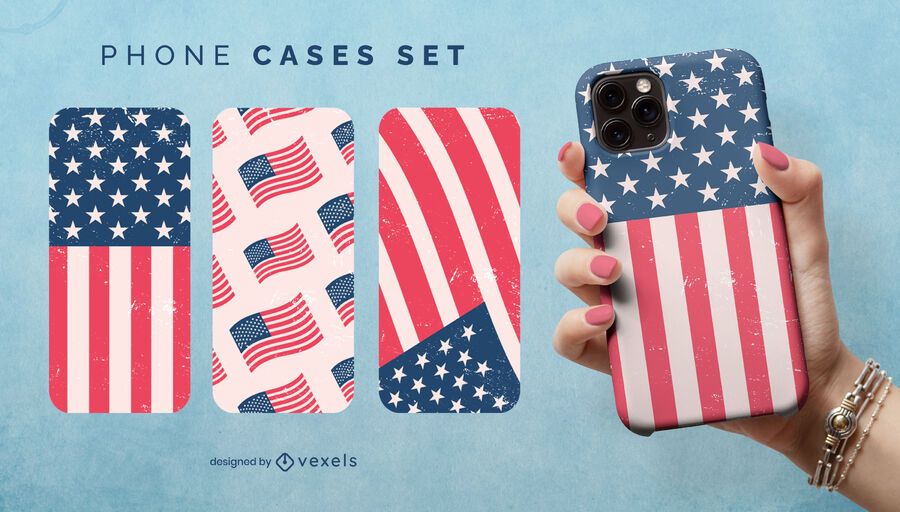 Conjunto de caja de teléfono con bandera de EE. UU. Conjunto de caja de teléfono con bandera de EE. UU.