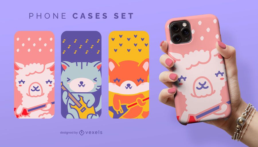 Guitarist animals phone case set Guitarist animals phone case set
