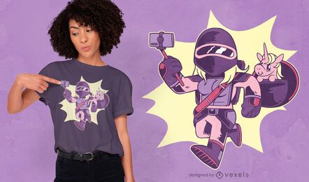 Diseño de camiseta de chica guerrera.