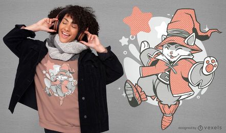 Wizard cat character t-shirt design