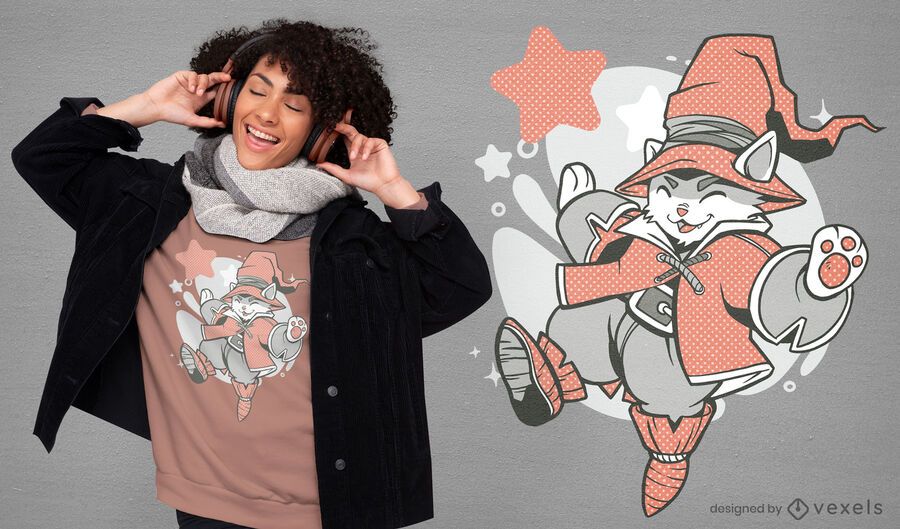 Wizard cat character t-shirt design Wizard cat character t-shirt design