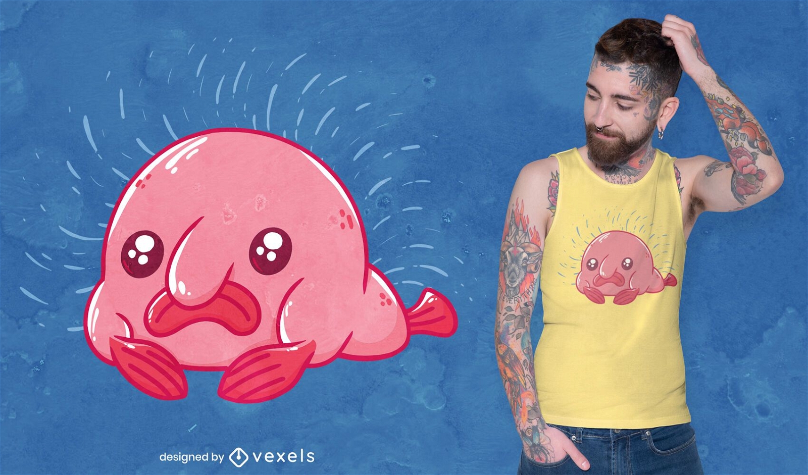 Blobfish cartoon t-shirt design