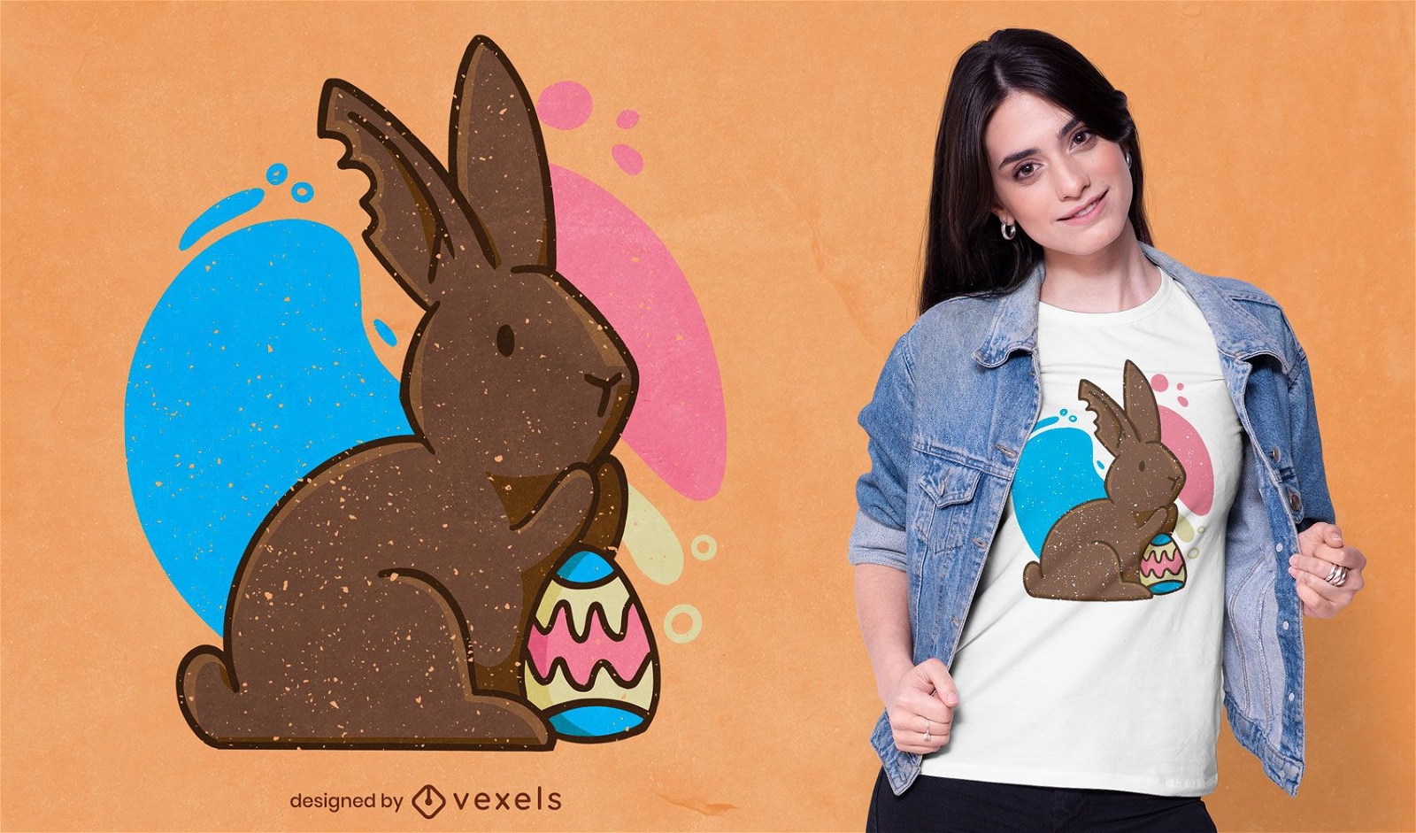 Design de camiseta de coelho de chocolate