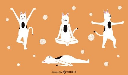 Gatos haciendo juego de caracteres de yoga.