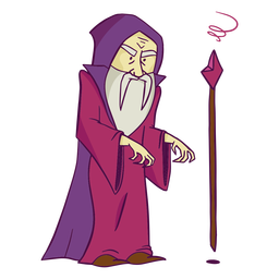 Purple Wizard With Staff Color Stroke PNG & SVG Design For T-Shirts