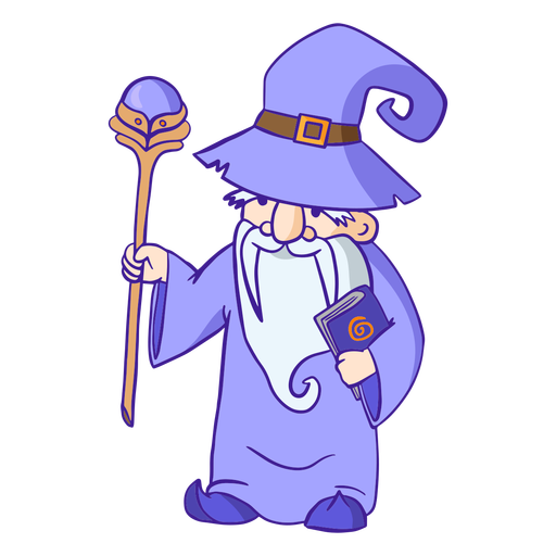 Wizard with a magic wand illustration