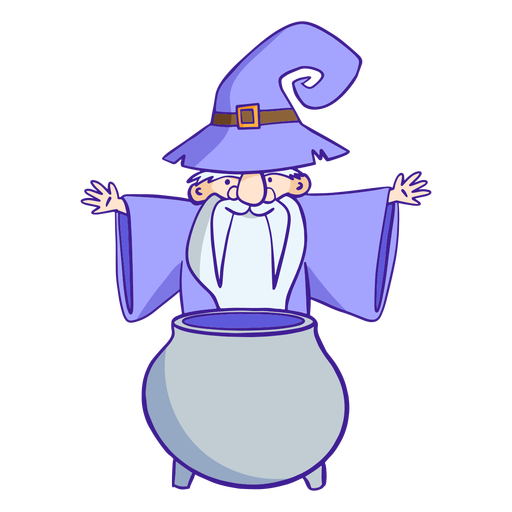 Wizard with cauldron illustration