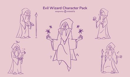 Conjunto de traços de personagem de mago malvado