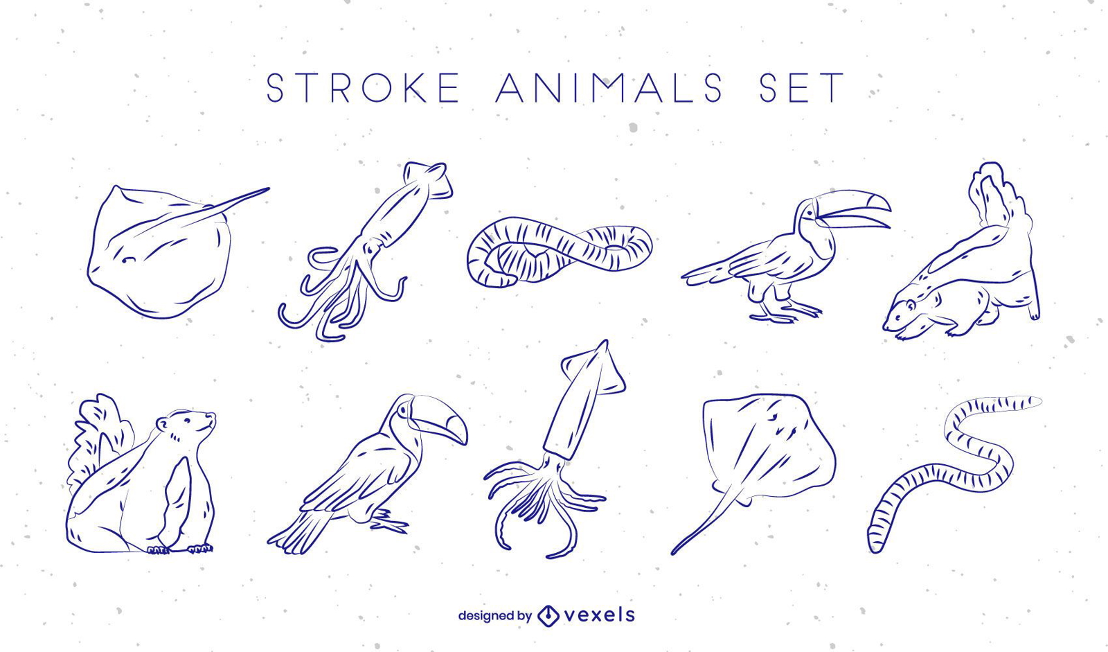 Conjunto de vectores dibujados a mano de animales