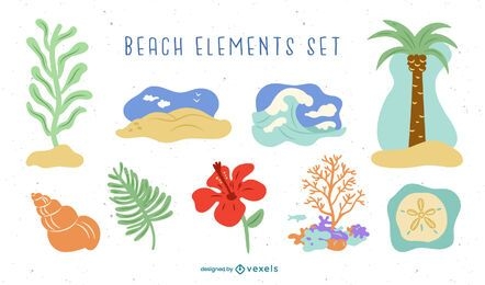 Conjunto de elementos de praia