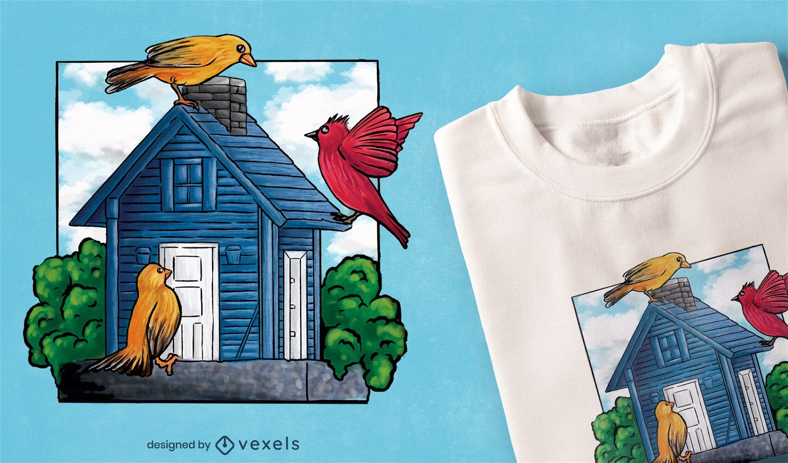 Design de t-shirt da casa do pássaro