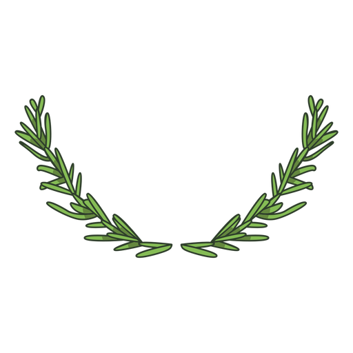 Ornamental crown of green leaves color stroke PNG Design