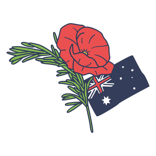Anzac day stem with Australian flag