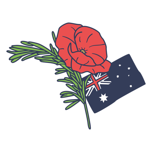 Tallo del día de Anzac con bandera australiana Diseño PNG