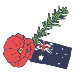 Flor del día de Anzac con bandera australiana Transparent PNG