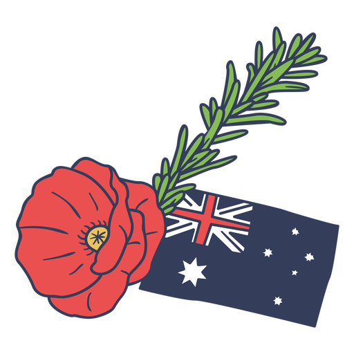 Flor del día de Anzac con bandera australiana Diseño PNG