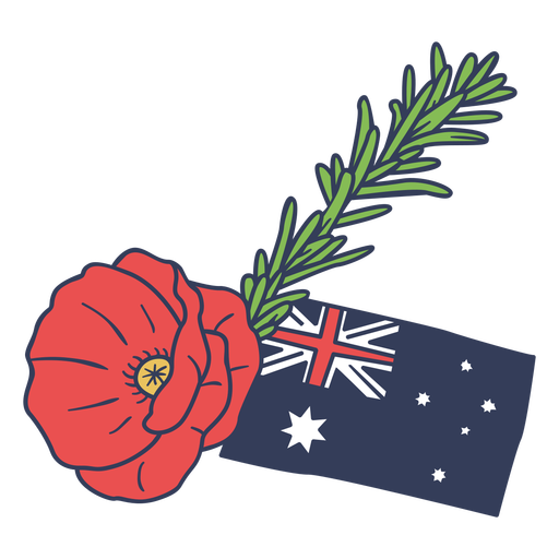 Flor do dia Anzac com bandeira australiana
