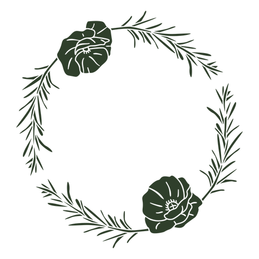 Traço preenchido com ornamento circular de flores e folhas Desenho PNG