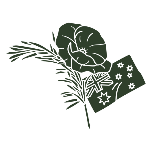 Anzac day ornamental stem with Australian flag cut out