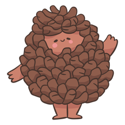 Pine cone cute character PNG Design