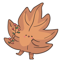 Autumn leaf cute character PNG Design