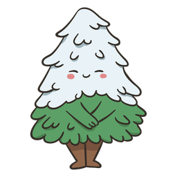 Snowy tree cute character Transparent PNG