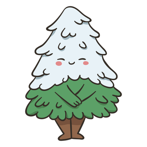 Verschneiter Baum süßer Charakter tree PNG-Design