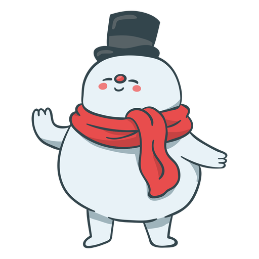 Happy snowman character PNG Design