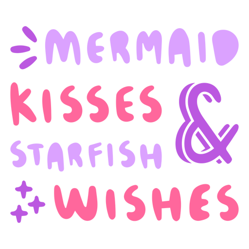 Mermaid kisses quote flat PNG Design
