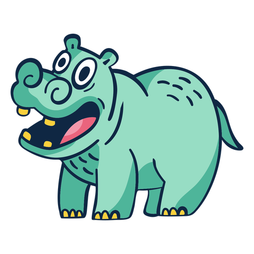 Happy hippopotamus cartoon PNG Design