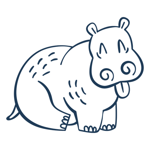 Hippopotamus stroke PNG Design