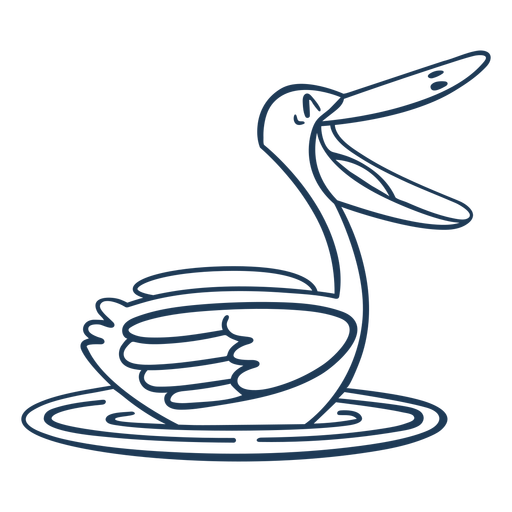 Pelican cartoon stroke in water PNG Design