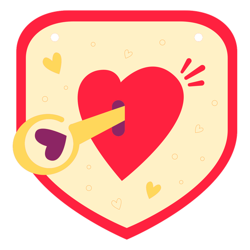 Heart's key badge flat PNG Design