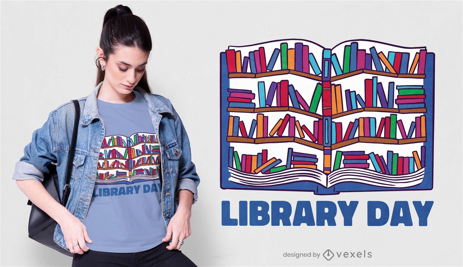 Dise?o de camiseta del d?a de la biblioteca.