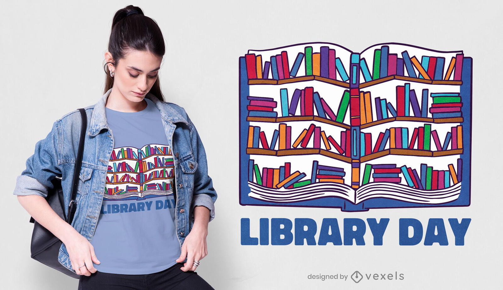 Library Day T-shirt Design Vector Download