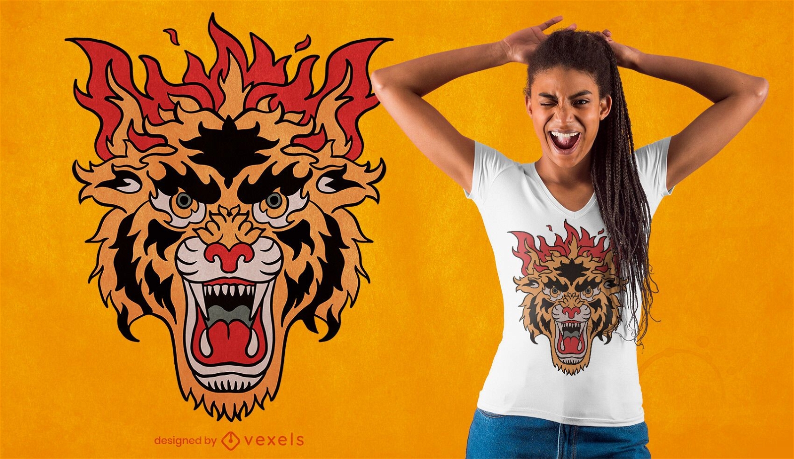 Design de camiseta com tatuagem de tigre