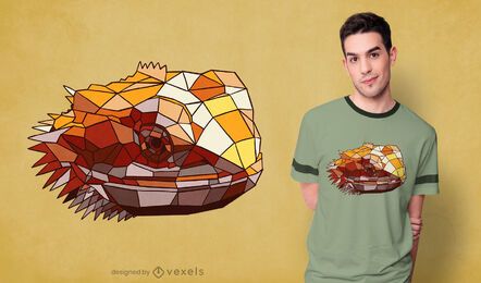 Design de camiseta com dragão barbudo poligonal