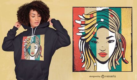 Girl with dreadlocks colorful t-shirt design