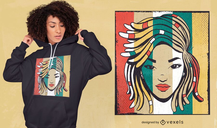 Girl with dreadlocks colorful t-shirt design Girl with dreadlocks colorful t-shirt design