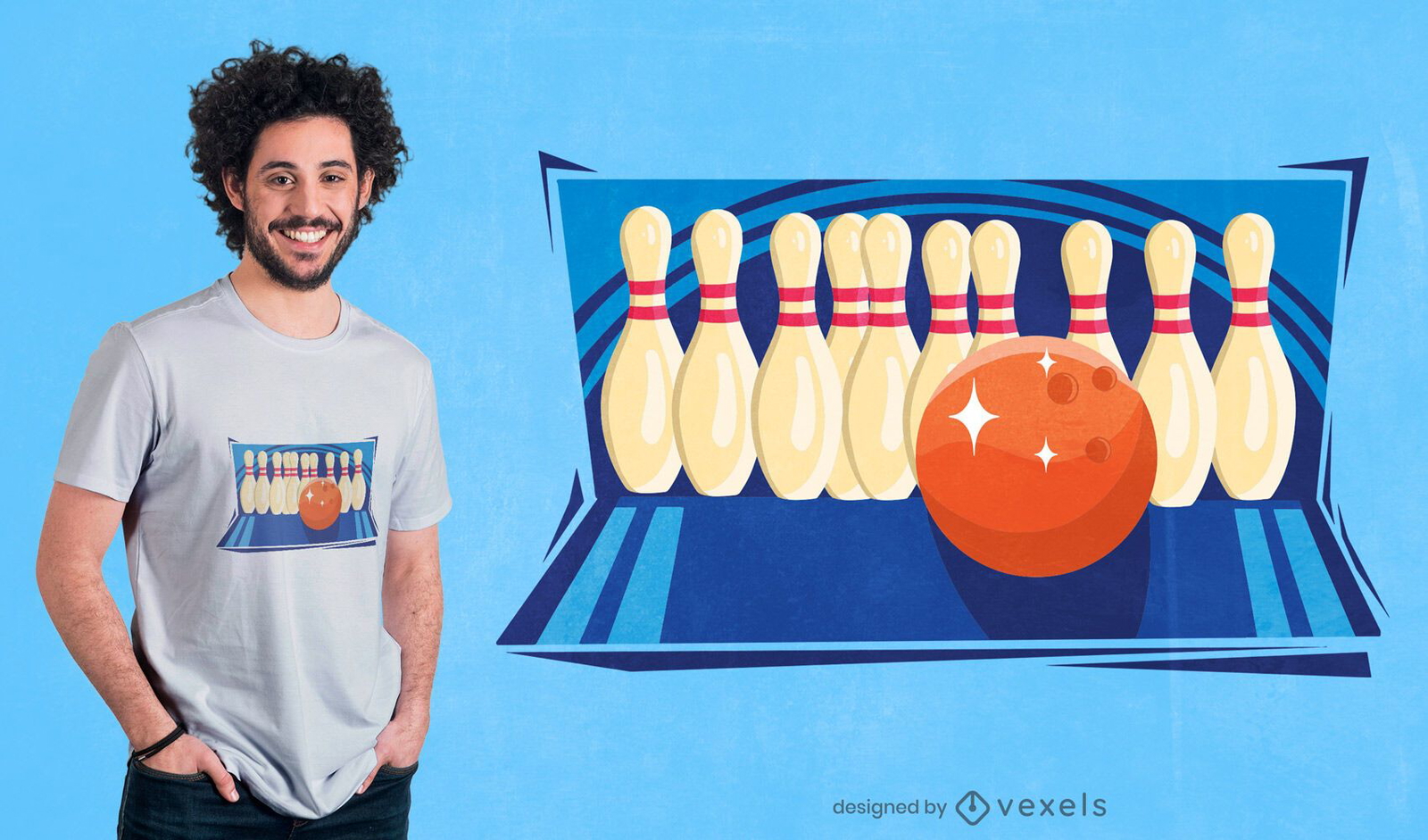 Bolos y diseño de camiseta de bola.