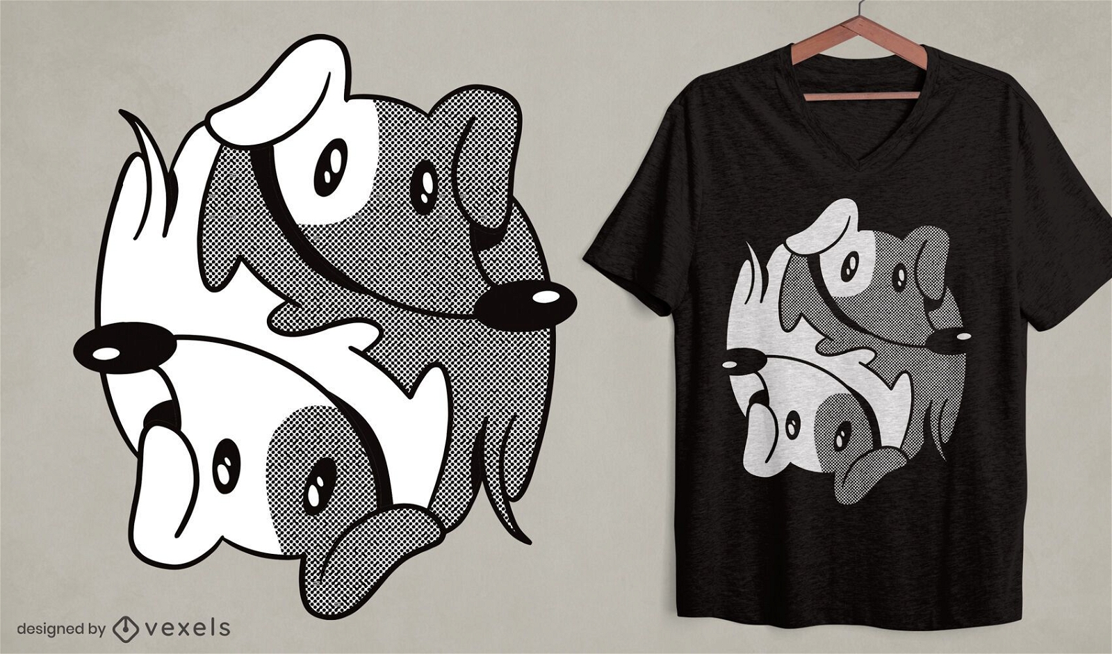 Design de camiseta para cachorro Dachshund yin yang