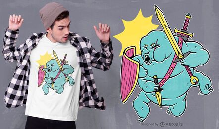 Tardigrade colorful warrior t-shirt design