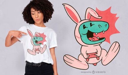 Diseño de camiseta Dino Bunny