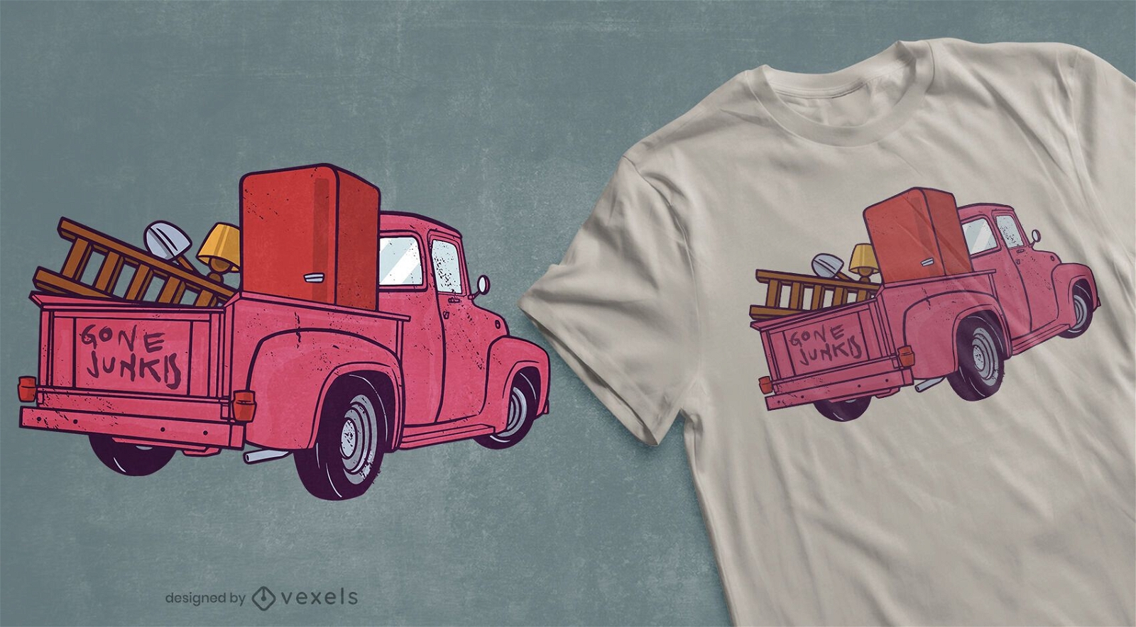 Pickup truck antiquing t-shirt design