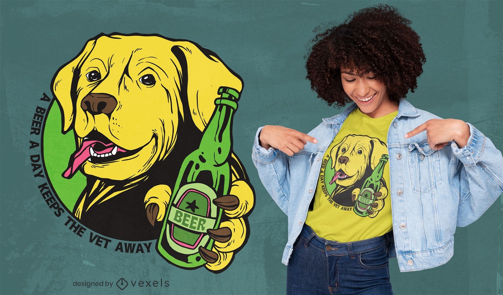 Cachorro bebendo cerveja desenho de camiseta com cita?es
