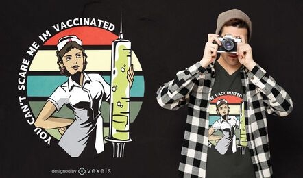 Diseño de camiseta de cita de enfermera vacunada.