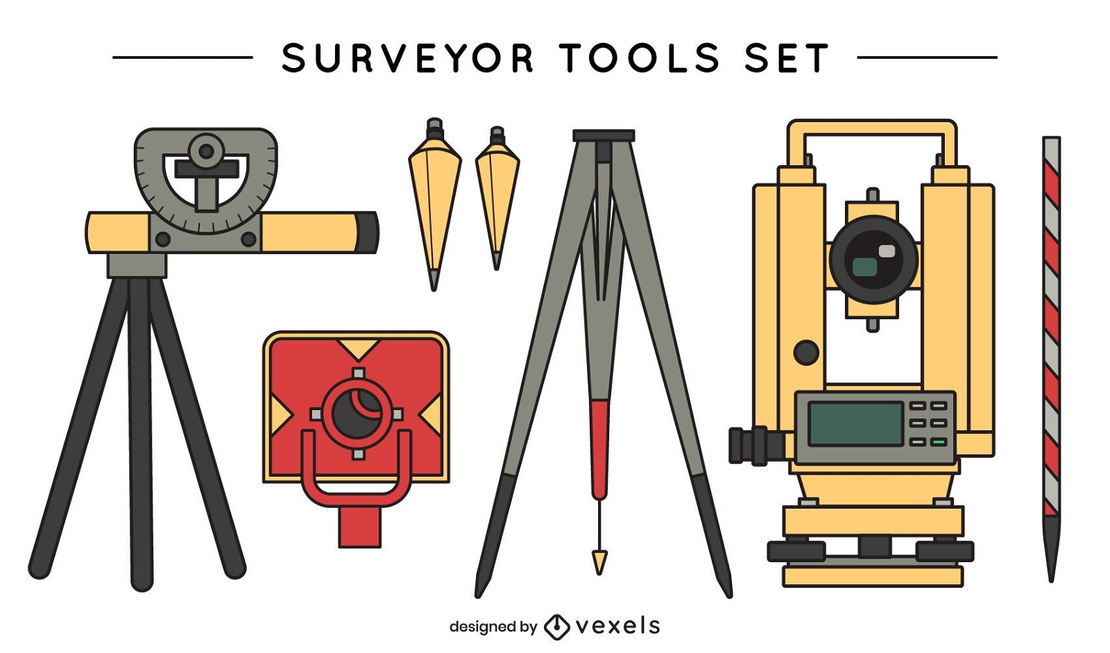 Surveyor tools vector set