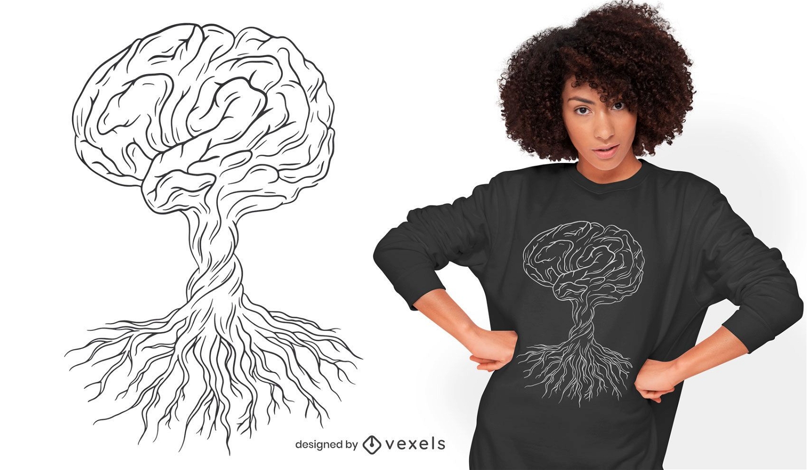 Brain tree hand-drawn t-shirt design