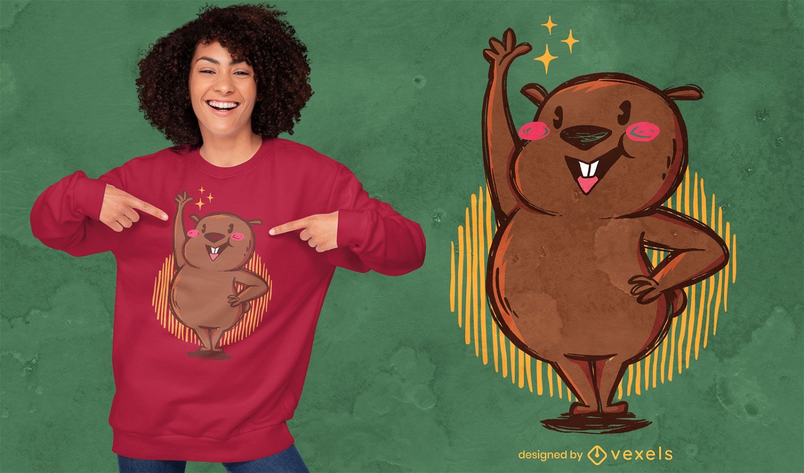 Design de camiseta de wombat fofo levantando a m?o